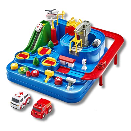 Car Race Track Adventure Toys for 3+ Year Old Boys & Girls, City Rescue Preschool Educational Vehicle Puzzle Playset discount deal