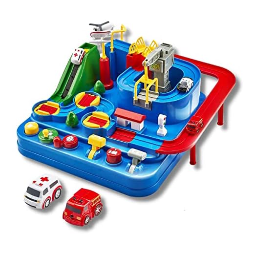 HIRNAYA Car Race Tracks for Boys Car Adventure Toys for 3+ Year Old Boys Girls, City Rescue Preschool Educational Toy Vehicle Puzzle Car Track Playsets for Toddlers (Car Race Track)