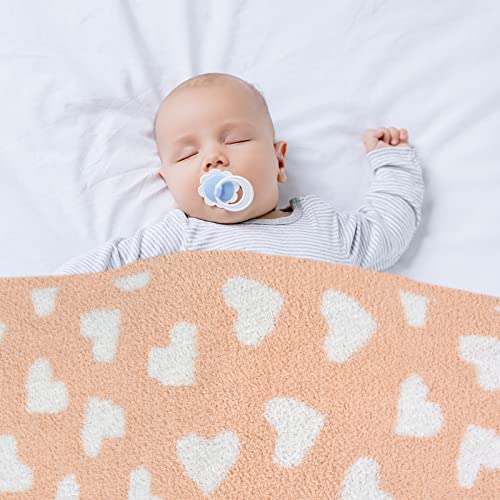 Soft Baby Blanket Plush Cozy Blanket Swaddling Blanket For Newborn Nursery 30X40 Inch Pink Heart #TOP4