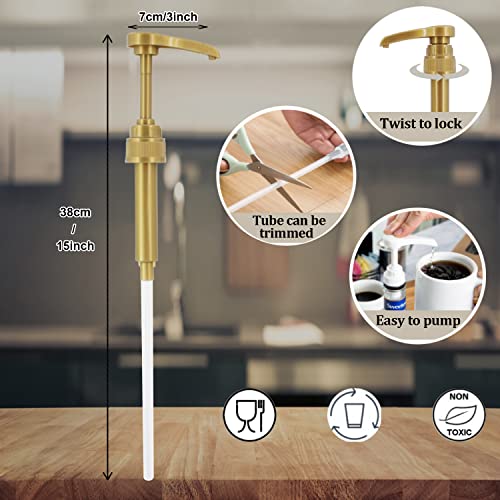 Sunyamgo Coffee Syrup Pump, Premium Syrup Pump Dispenser Fits For 750Ml Syrup Bottles, Compatible With Torani, Davinci, Upouria, Jordans Skinny Syrups, Gold (Pack Of 4) #TOP5