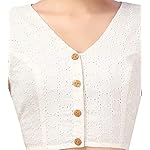 Studio-Shringaar-Womens-Cotton-Puff-Sleeves-Chikankan-Embroidered-Saree-Blouse