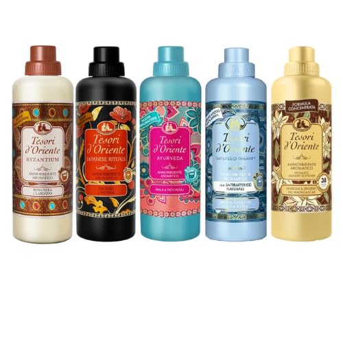 Tesori d’Oriente Weichspüler Set – 5× 760 ml Aromatischer Duftspüler – Orientalische Duftvielfalt – Vorteilspack für langanhaltende Frische Veltao Set