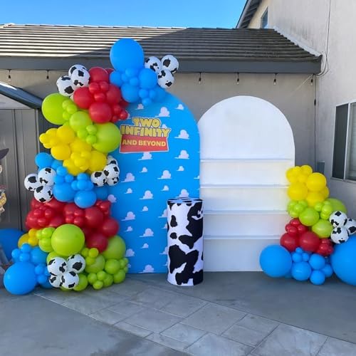 Image of YMSZ Red Blue Green Yellow Latex Balloons, 67pcs 12 Inch Cow Print Balloons For Kids Boys Girls Birthday, Baby Shower Party Decorations