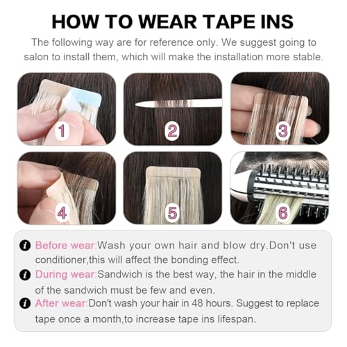 Image of SUYYA Tape In Hair Extensions Human Hair 22 Inch #1 Jet Black