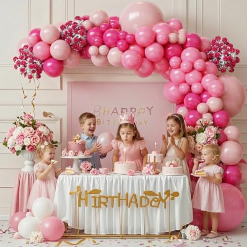 Image of Pink Balloons Arch Kit,130pcs Hot Pink Balloon Garland