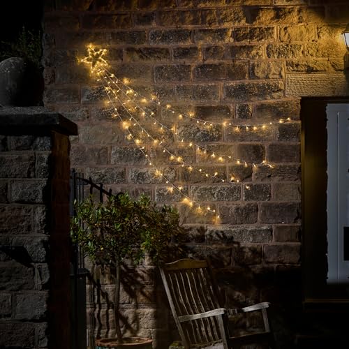 Étoile filante lumineuse Noël 125 micro LED blanche à piles