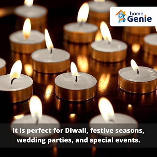 Home Genie Jasmine Tealight Candles | Jasmine Scented Candles | Fragrance Scented For Home Decoration | Smokeless, Dripless, Tealight Candles | Birthday, Wedding (Jasmine-10 Pc) #TOP3