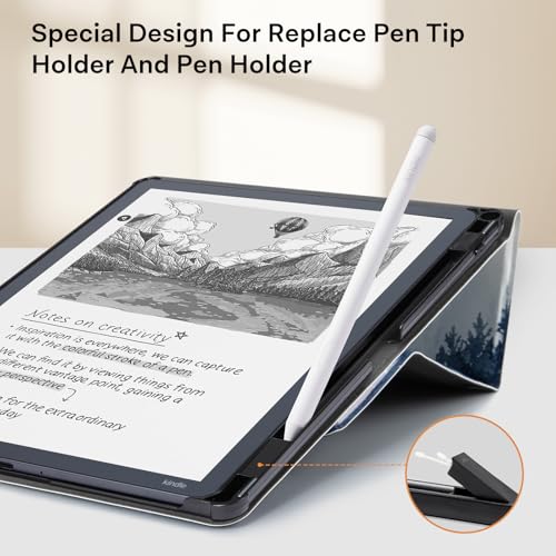 Image of CoBak Case for 11 inch Kindle Scribe 3rd Generation 2025, Kindle Scribe Colorsoft with Two Viewing Angles - All New PU Leather Cover with Auto Sleep Wake, Pen Holder. Forest