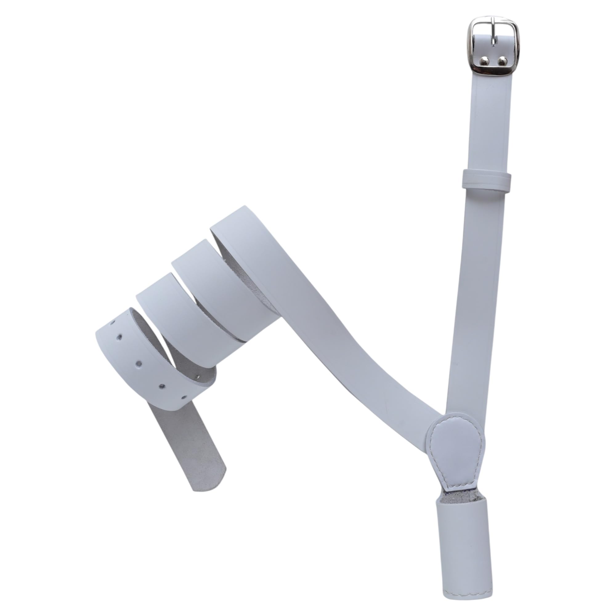 Support de mât de drapeau en cuir blanc, sangle d'épaule pour porte-drapeau, bande de défilé de cérémonie, garde d'honneur, sangle réglable en cuir véritable, blanc, taille unique