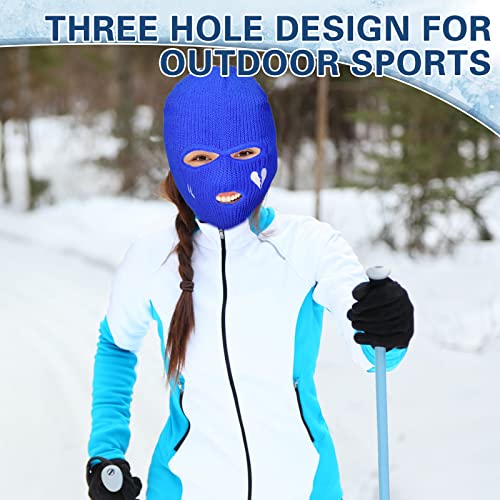 6 Pcs 3-Hole Ski Mask Full Face Cover Ski Mask For Balaclava Face Mask Men Women Ski Mask Beanie For Outdoor Sports Winter (White Blue Green Black Gray Royal Blue, Heart) #TOP6