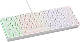 Teclado Gamer Clanm Mecânico Snow Walker branco RGB 60% ABNT2 Hot Swap