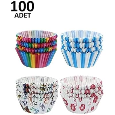 Orret Home 100 Patterned Cupcake Molds, Colorful Brownies and Muffin Containers, Paper