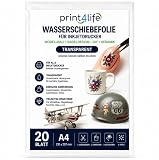 Print4Life 20 Blatt A4 Wasserschiebefolie – für Inkjetdrucker - Tintenstrahldrucker – Modellbau, Nageldesign, DIY, Keramik – transparent - präzise Decals selbst drucken