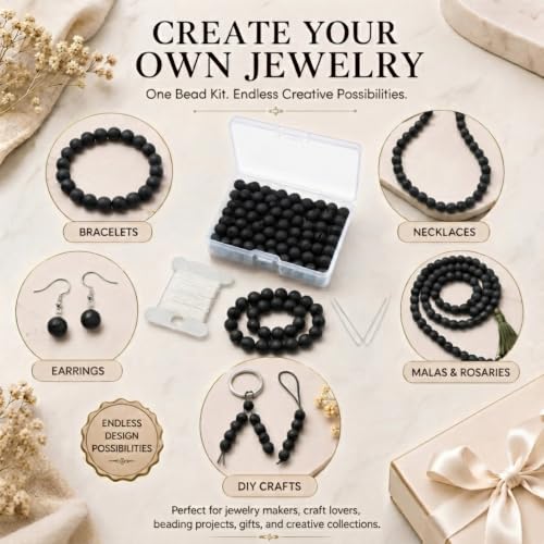 Cuentas de ágata negra de 8 mm Cherry Tree Collection para regalar joyería hecha a mano 7