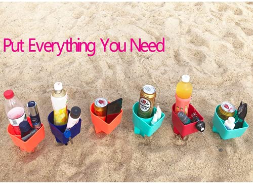 Beach Cup Holder With Pocket, Multifunctional Sand Cup Holder For Beverage Phone Sunglass Key, Beach Accessory Drink Sand Coaster, 8Pcs Sunglasses Key, Beach Accessory Drink Sand Coaster #TOP7