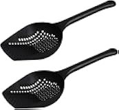 Generic Black Plastic Kitchen Scoop with Strainer Holes 14 Inches Multifunctional Food Strainer Drain Water Shovel Tools for Kitchen Cooking for Home Restaurant Pack of 2, Large