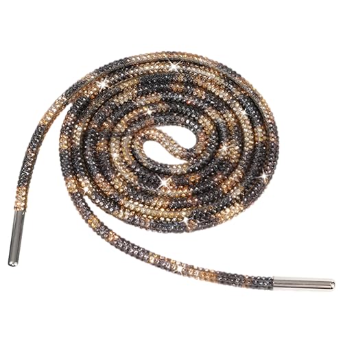 Jamron Una Pieza 4MM Brillante Cordones de Zapato Redondos con Strass Recambios Cordones para Sudadera Capucha SN0712111 Leopardo 80CM