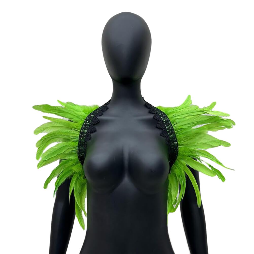 JAWSEU Woman Shawl Feather Stole Cloak Women Feather Shrug Shawl Cape Shawl Feather Stole Gothic Halloween Costume Epaulets for Man Woman Fancy Dress Cosplay