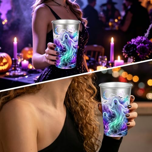 16oz Ghost Color Changing Cup Cold Activated, Halloween Party Supplies | Halloween Aluminum Tumbler, Food Grade Reusable Metal Party Cup for Iced Drinks, Beer, Soda, Coffee, Cocktails - image 6