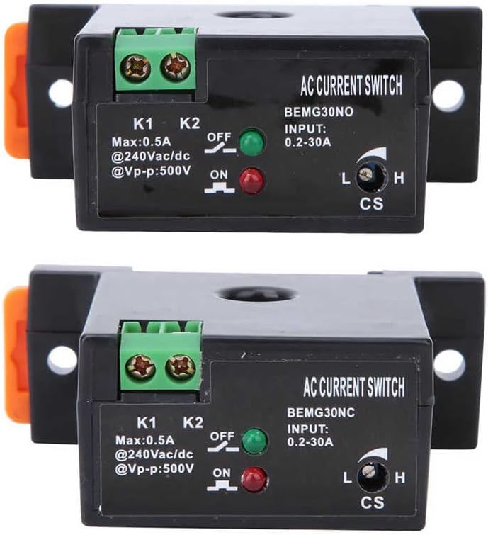 Adjustable AC Current Sensing Switch 0.2-30A Self-Power Micro | Self-powered AC current switch 0.2-30A adjustable, DIN rail, indicator lights, no external power.(Normal open)