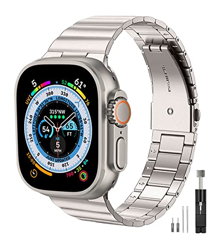 MAENWVO Stainless Steel Band for Apple Watch Ultra Band 49mm, Metal Strap for iWatch 8 Ultra 49mm Series High-end Watchband for Men