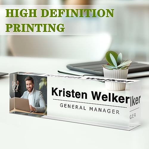 Custom Name Plate for Desk, Personalized Desk Name Plate with Photo, Office Desk Decor for Women Men, Acrylic Desk Accessories, Office Gifts for Boss Manager Teacher, Employee Appreciation Gifts - Thumbnail 4
