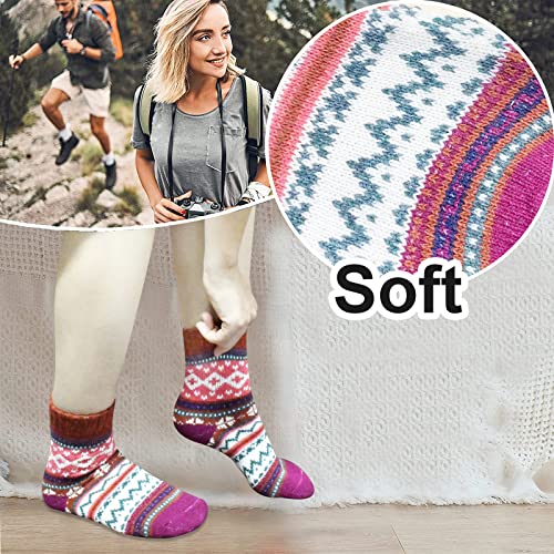 Image of YANGYANG 5 Pairs Winter Warm Thick Crew Knit Socks for Women, Christmas Gifts, Stocking Stuffers