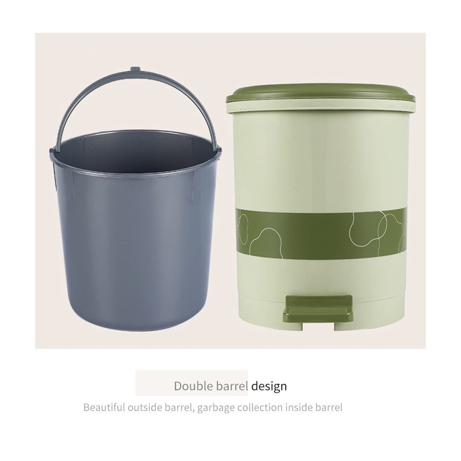 Papelera de Escritorio Botes de basura clasificados de 6l / 9l Pedal Plástico for el hogar con tapa Baño Sala de estar Cubo de separación húmedo y seco Sala de estar Dormitorio Oficina Cesta de papel