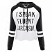 ECOLIVZIT Long Sleeve Crop Top Hoodies for Teen Girl Light Weight Funny Words Pullover White Medium