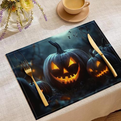 Set de table Halloween citrouille noir et orange pour repas festif