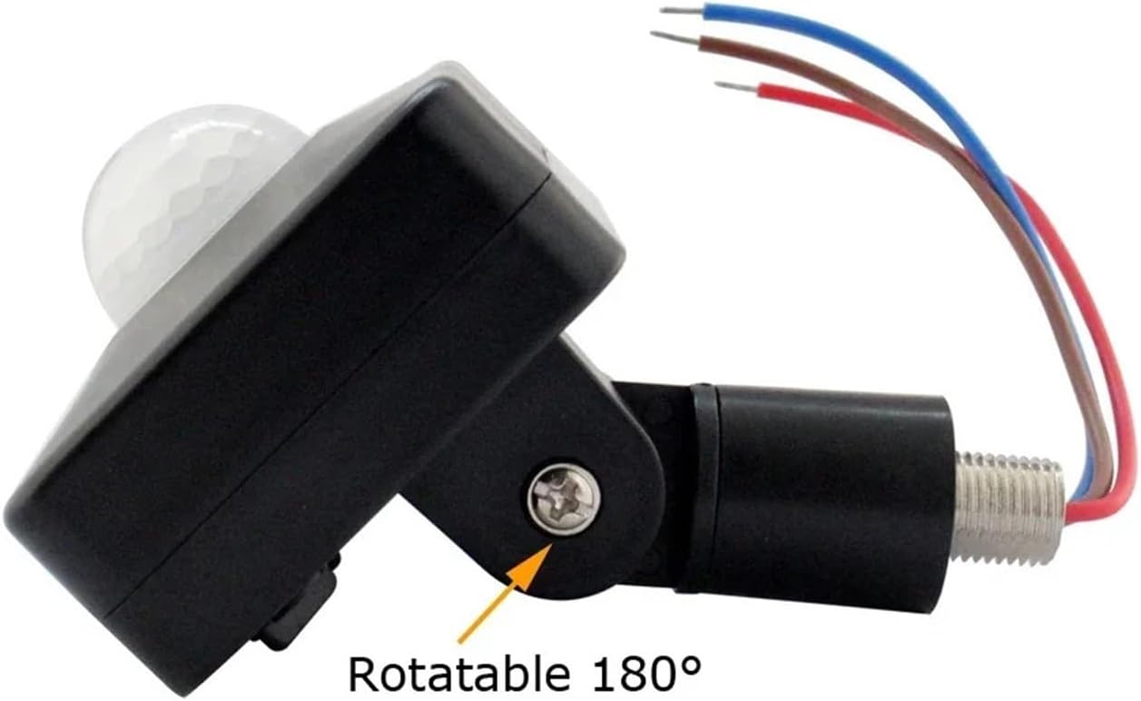 12V 220V PIR sensor switch outdoor motion detector sensor timer 110V switch suitable for 12V 220V lights(Black,110V -240V)