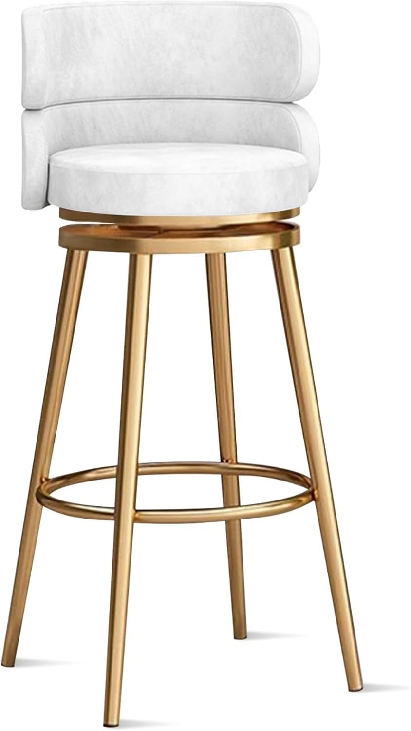 Tabourets de Bar pivotants Modernes pour îlot de Cuisine, Ensemble de 1/2/3/4, chaises Hautes de comptoir, capacité de 136 kg, Pieds dorés, Design élégant et Durable (65 cm, 1 pièce)