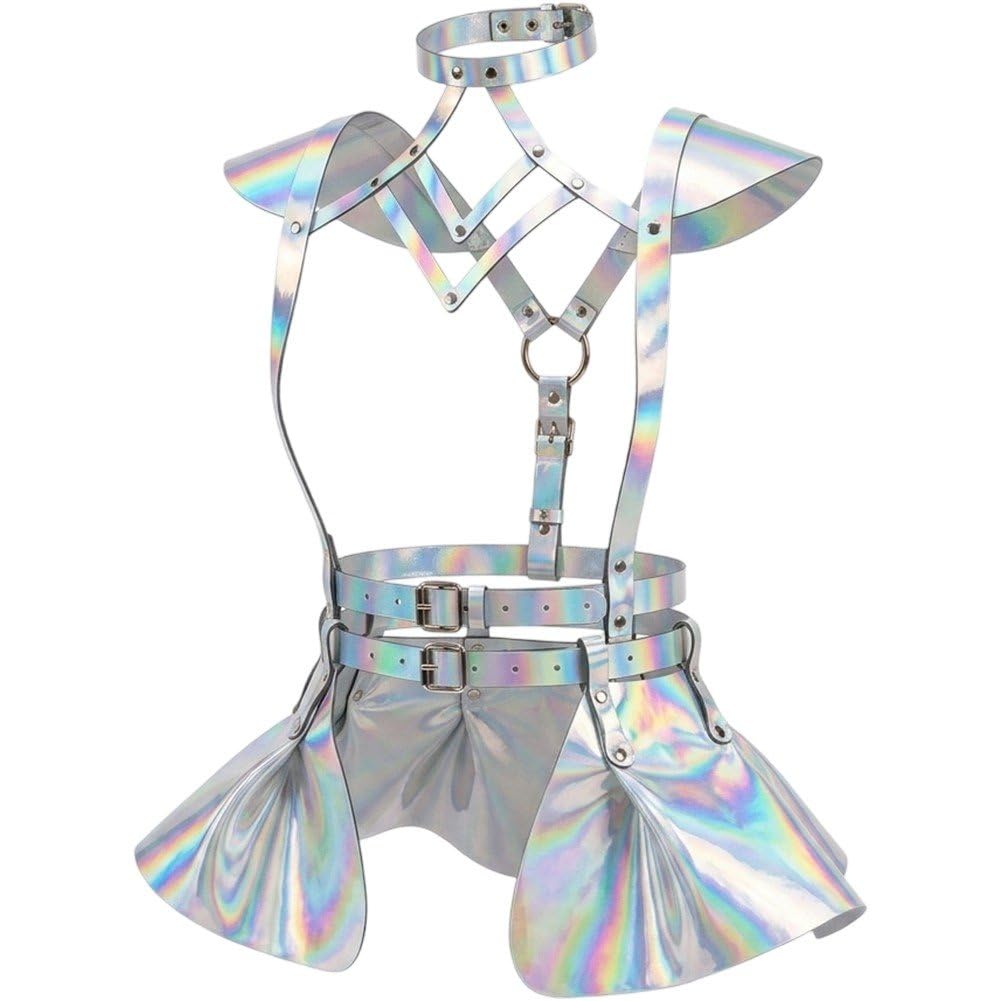 Cinturón De Falda De Cuero Sintético para Mujer, Tirantes Holográficos Coloridos, Accesorios para Vestidos De Fiesta, Cinturón De Cintura, Disfraz De Cosplay