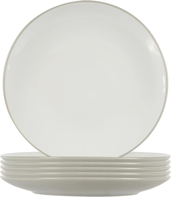Nicola Spring Stoneware Dinner Plates - Heavy Duty, Smooth Finish, Dinnerware - 27cm - Matt Light Grey - Pack of 6