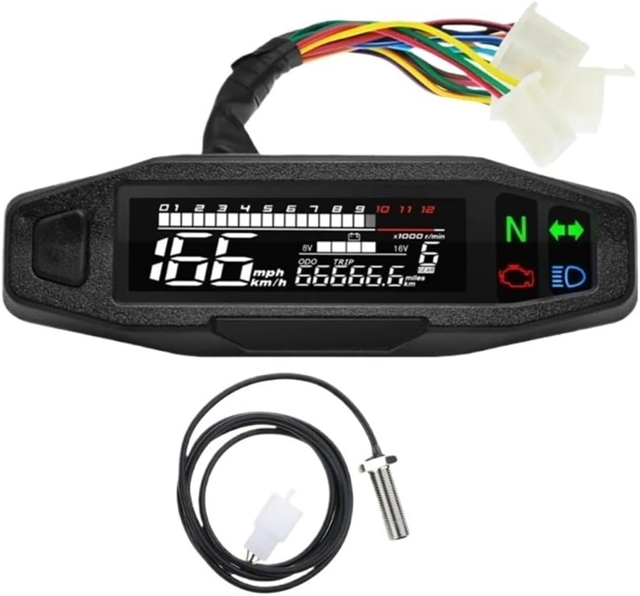 Motorcycle Odometer Gauge Universally Motorcycle Meter Tachometer Digital Odometer Tachometer 12000RPM