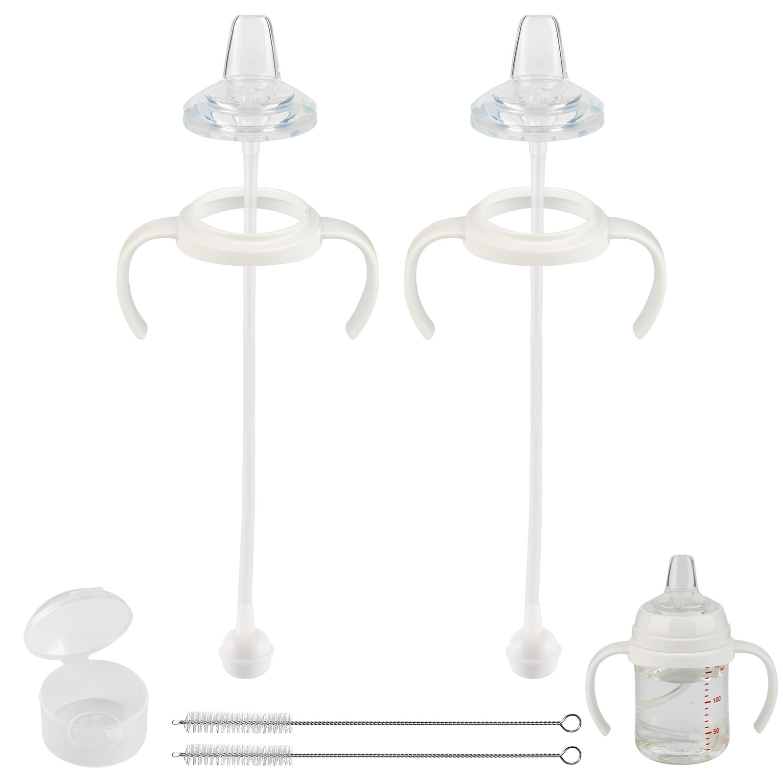 Sippy Cup Soft Spout Conversion Kit for Pigeon Baby Bottle, Toddler Transition Kit with Silicone Sippy Spout Nipple, Weighted Straw, Bottle Handle,