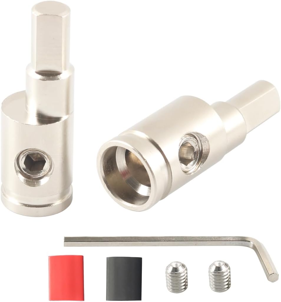 Amp Input Reducer 4Gauge to 4Gauge Car Audio Amplifier Wire Terminal Connectors Brass 2PCS with Heat Shrink Tubing