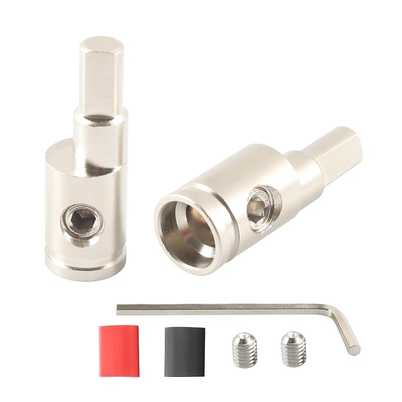 Redutor de entrada para amplificador 4 gauge para 4 gauge TIALECCI em latão niquelado com tubo termo retrátil, 2 peças