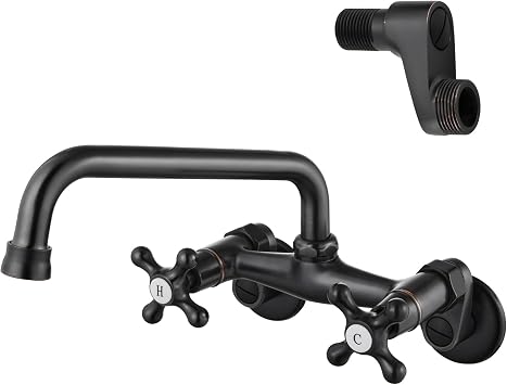 Airuida Oil Rubbed Bronze Wall Mount Kitchen Faucet,8 Inch20cm Spout