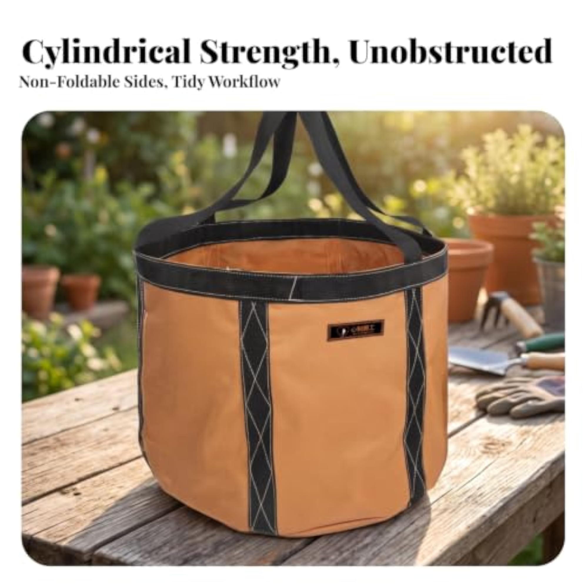 Heavy-Duty Double-Layer Cylindrical Tote Bag for Gardeners