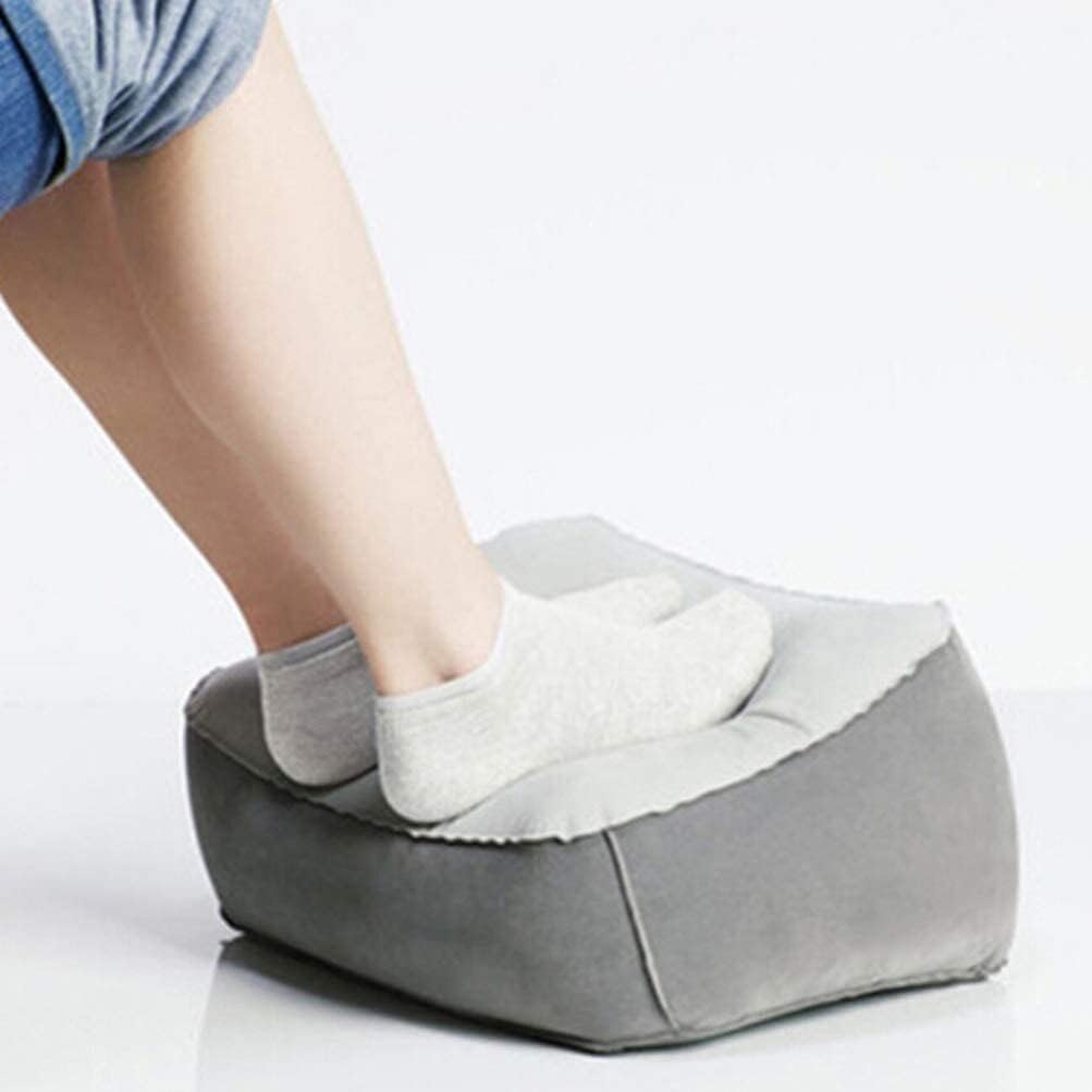 Roslen Inflatable Foot Rest Air Pillow, Cushion Soft Flocking Pillows, PVC Flocking Portable Air Rest Pillow, Travel Foot Rest Cushion For Home, Office Plane, Car, Trains-picture-0