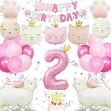 Decoration Anniversaire Rêve Chat, 2 Ans Décoration Anniversa Fille Rose, Pattes de Chat Roses Ballon Helium, Fête Banderole Joyeux Anniversa, Deco Gateau (Decoration Anniversaire Enfant 2 Ans)