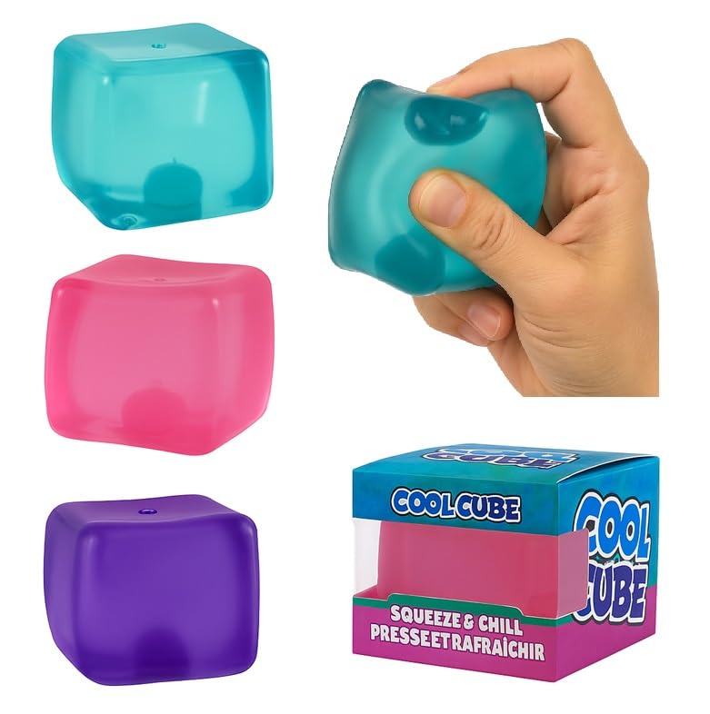Cool Cube Sugar Ball Stress Balls - Colorful Ice Cube Squishy Toys - 1 Pack - Assorted Colors (Blue, Pink or Purple)