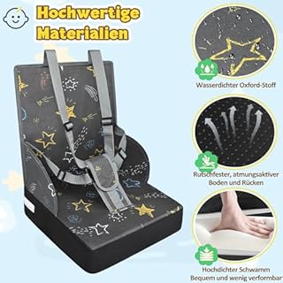 Froadp Seduta rialzata per bambini, in tessuto Oxford impermeabile, con schienale e cintura di sicurezza, per bambini dai 6 ai 36 mesi, grigio