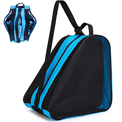 Kefiyis Roller Skate Bag - Unisex Ice Skate Bag with Adjustable Shoulder Strap - Breathable Oxford Cloth Skating Shoes Storage Bags Roller Skating Accessories Blue