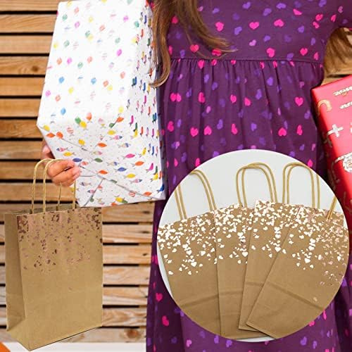 24 pcs Gift Bags Multipack with Handles, Kraft Paper Party Bags with Stickers for Birthday, Wedding, Party, Christmas and New Year, 15 * 21 * 8cm, Brown