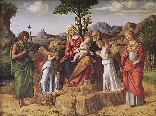 Pintura al óleo Santa Conversación de Cima Da Conegliano: lienzo decorativo 60x90cm