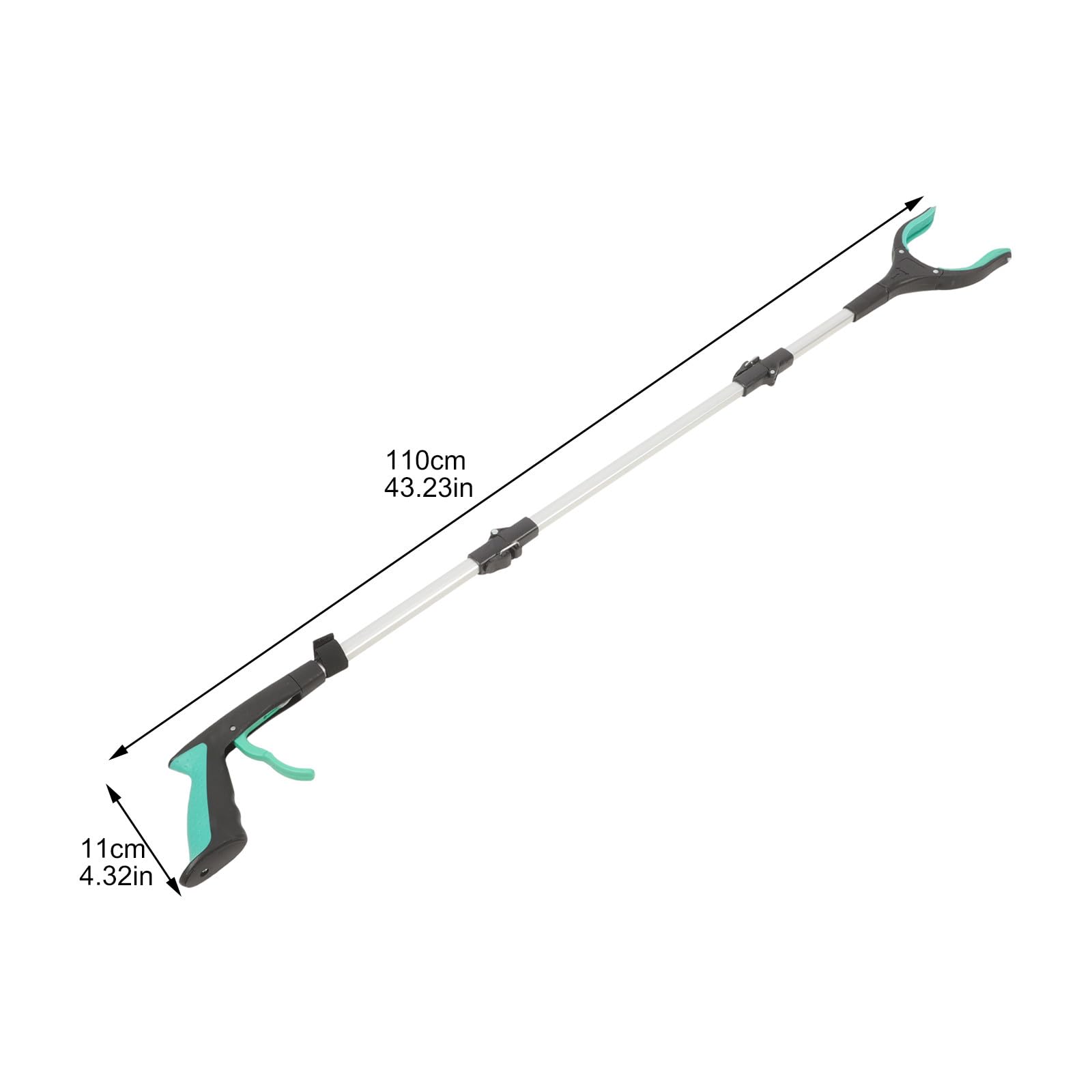 Faltbarer Müllgreifer mit Langem Griff, Grün, Aluminiumlegierung