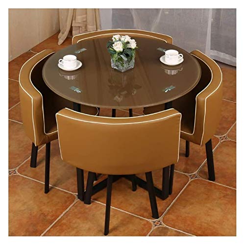 TONZN Juego de Mesa y Silla de Oficina, Mesa de Comedor de Negocios, mesas y sillas de recepción de Oficina, Juego de Mesa de Cristal para Restaurante, cafetería