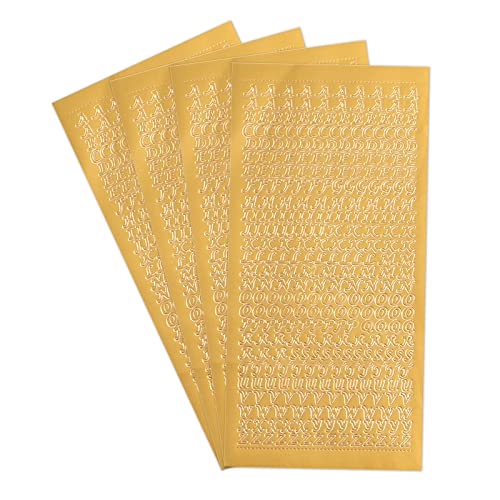 4 Blätter Buchstaben Aufkleber Gold,Buchstaben Sticker Groß Klebebuchstaben Buchstaben Selbstklebend Wetterfest Gold Dekosticker für Taufe Kommunion Konfirmation Hochzeit Geschenk Verpackung Umschlag Cover